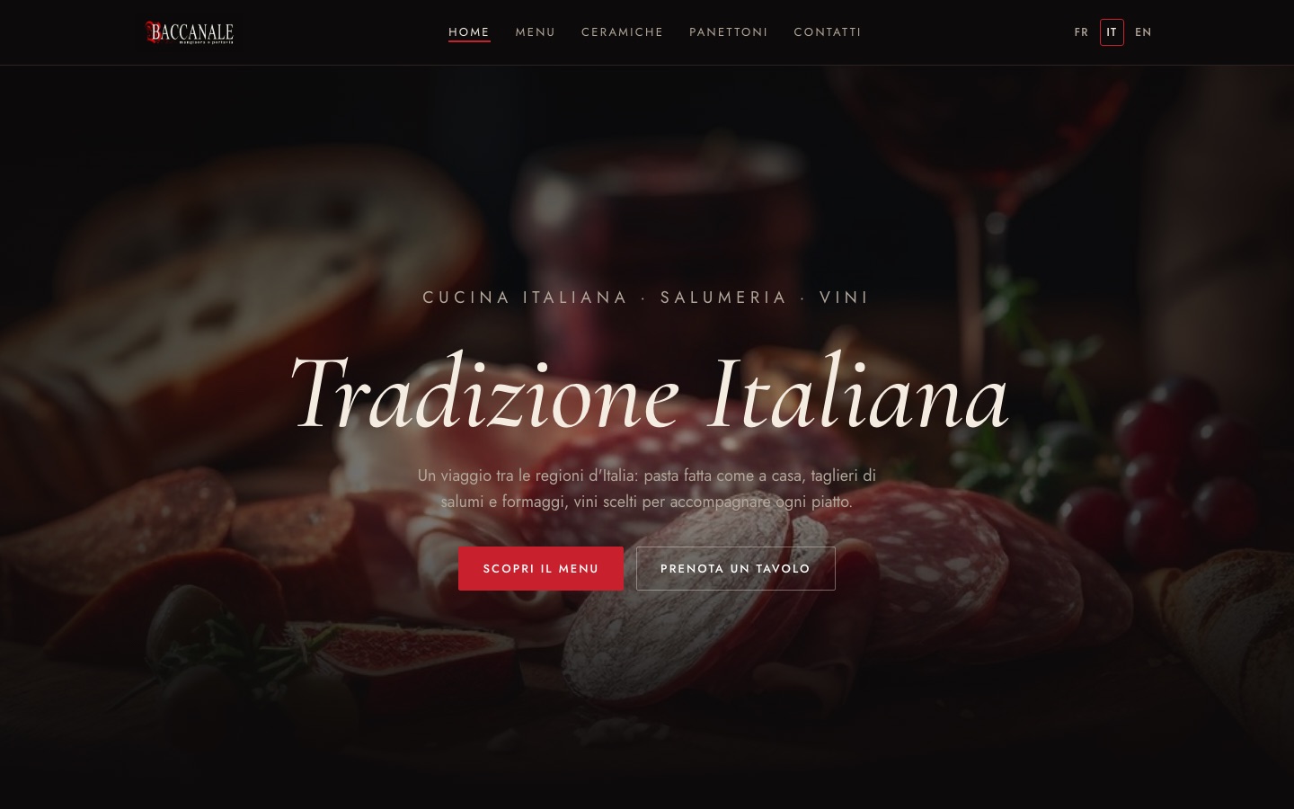 Home page del sito di Baccanale