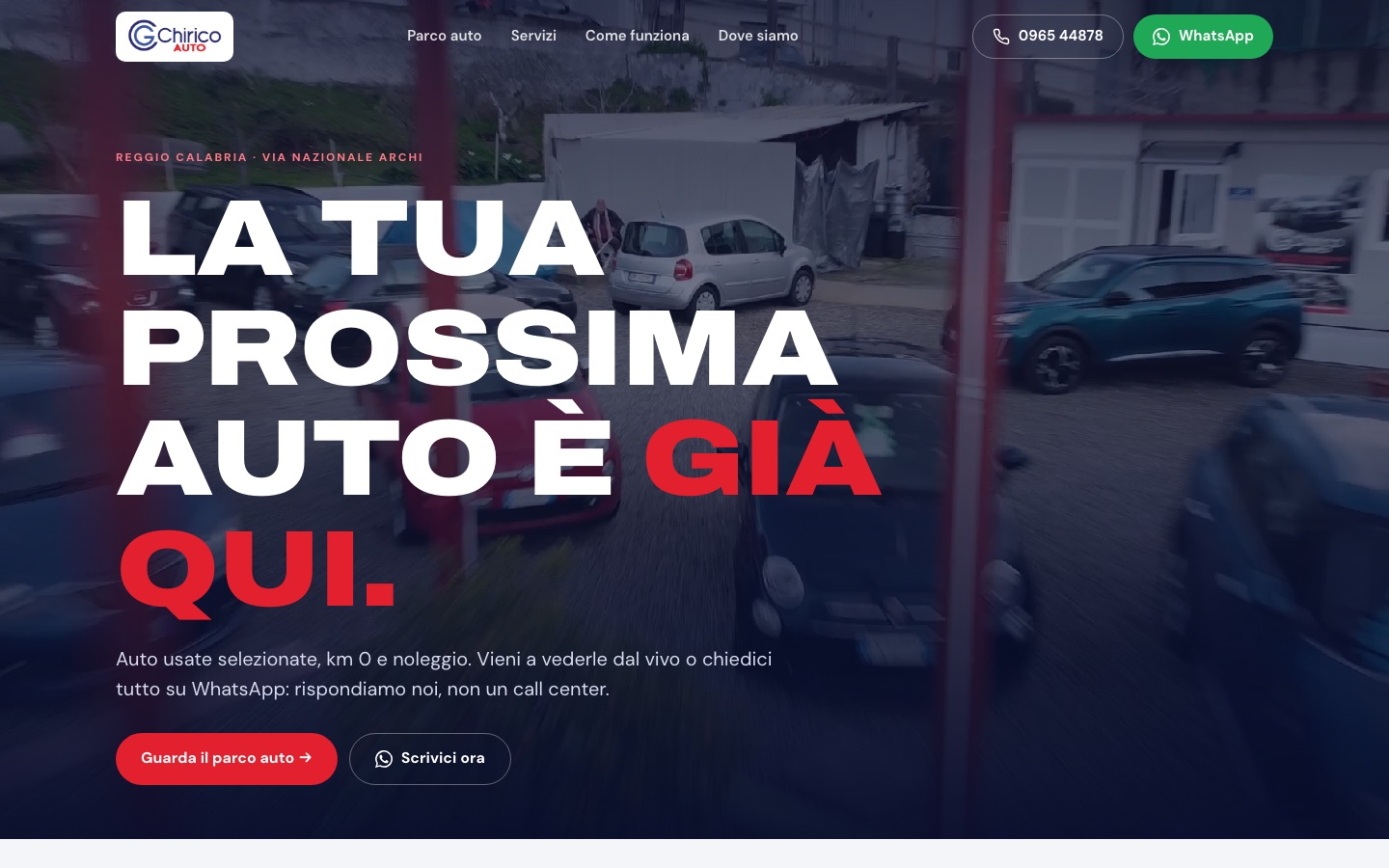 Home page del sito di Chirico Auto