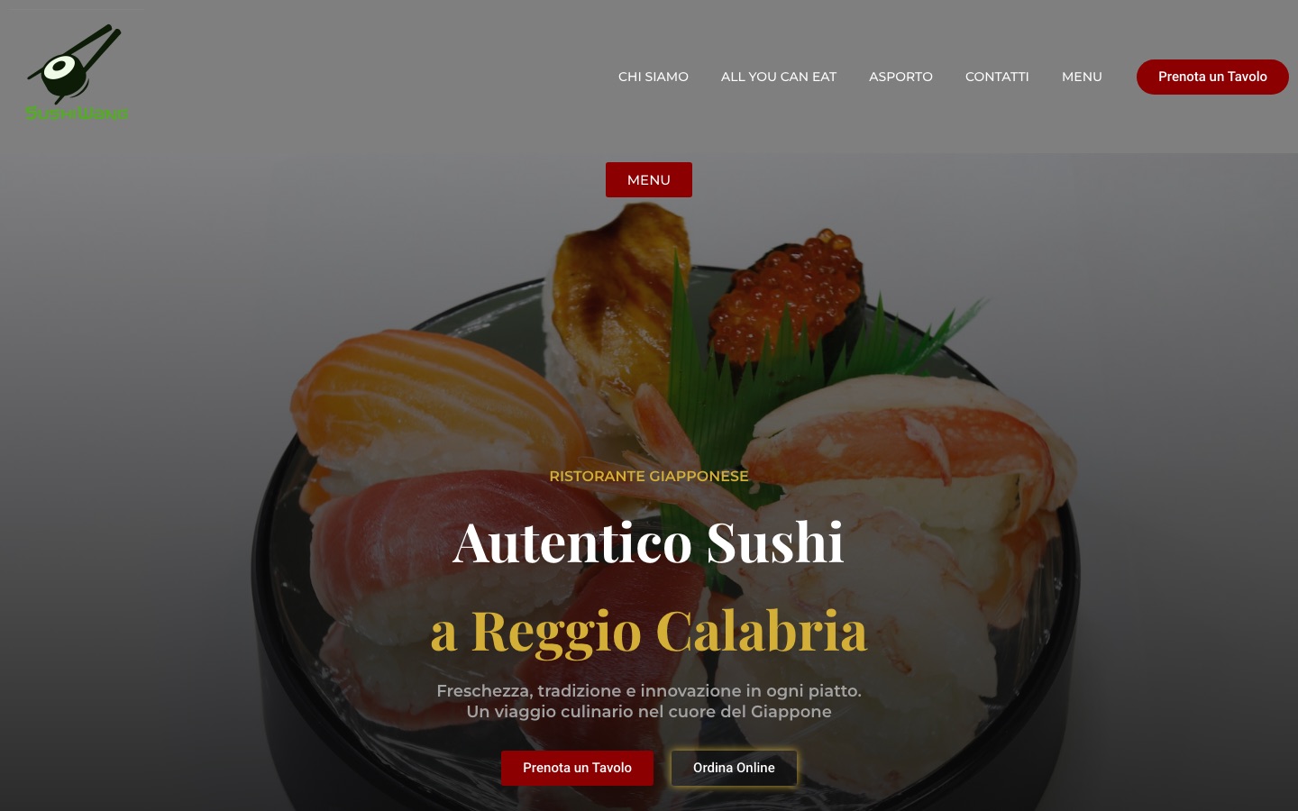 Home page del sito di Sushi Wang